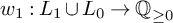 w 1 colon upper L 1 union upper L 0 right arrow backslash operatorname double struck upper Q Subscript greater than or equals 0 Baseline