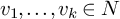 v 1 comma midline horizontal ellipsis comma v Subscript k Baseline element of upper N