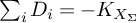 sigma summation Underscript i Endscripts upper D Subscript i Baseline equals minus upper K Subscript upper X Sub Subscript upper Sigma