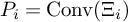 upper P Subscript i Baseline equals backslash operatorname upper C o n v left parenthesis upper Xi Subscript i Baseline right parenthesis