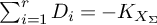 sigma summation Underscript i equals 1 Overscript r Endscripts upper D Subscript i Baseline equals minus upper K Subscript upper X Sub Subscript upper Sigma
