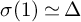 sigma left parenthesis 1 right parenthesis asymptotically equals upper Delta
