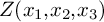 upper Z left parenthesis x 1 comma x 2 comma x 3 right parenthesis