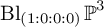 backslash operatorname upper B l Subscript left parenthesis 1 colon 0 colon 0 colon 0 right parenthesis backslash operatorname double struck upper P cubed
