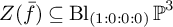 upper Z left parenthesis f overbar right parenthesis subset of or equal to backslash operatorname upper B l Subscript left parenthesis 1 colon 0 colon 0 colon 0 right parenthesis Baseline backslash operatorname double struck upper P cubed