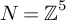 upper N equals backslash operatorname double struck upper Z Superscript 5