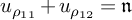 u Subscript rho 11 Baseline plus u Subscript rho 12 Baseline equals German n