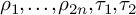 rho 1 comma midline horizontal ellipsis comma rho Subscript 2 n Baseline comma tau 1 comma tau 2