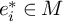 e Subscript i Superscript asterisk Baseline element of upper M