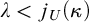 lamda less than j Subscript upper U Baseline left parenthesis kappa right parenthesis