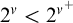 2 Superscript nu Baseline less than 2 Superscript nu Super Superscript plus