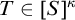upper T element of left bracket upper S right bracket Superscript kappa