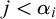 j less than alpha Subscript i