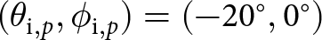 left parenthesis theta i comma p comma phi i comma p right parenthesis equals left parenthesis minus 20 ring comma 0 ring right parenthesis