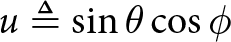 u delta equals sine theta cosine phi