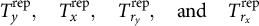 upper T Subscript y Superscript rep Baseline comma upper T Subscript x Superscript rep Baseline comma upper T Subscript r Sub Subscript y Subscript Superscript rep Baseline comma and upper T Subscript r Sub Subscript x Subscript Superscript rep