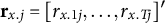 bold r Subscript x period j Baseline equals left bracket r Subscript x Baseline .1 j Baseline comma ellipsis comma r Subscript x period upper T j Baseline right bracket prime