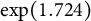 exp left parenthesis 1.724 right parenthesis