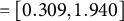 equals left bracket 0.309 comma 1.940 right bracket