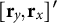 left bracket bold r Subscript y Baseline comma bold r Subscript x Baseline right bracket prime