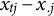 x Subscript t j Baseline minus x Subscript period j