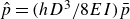 ModifyingAbove p With caret equals left parenthesis h upper D cubed divided by 8 upper E upper I right parenthesis p overbar
