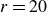 r equals 20