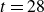 t equals 28