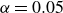 alpha equals 0.05