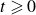 t greater than or slanted equals 0