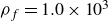 rho Subscript f Baseline equals 1.0 times 10 cubed
