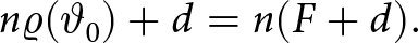 n rho left parenthesis theta 0 right parenthesis plus d equals n left parenthesis upper F plus d right parenthesis period