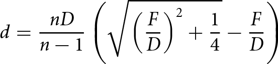 d equals nDn minus 1 left parenthesis left parenthesis FD right parenthesis 2 plus 14 minus FD right parenthesis