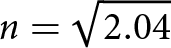 n equals 2.04