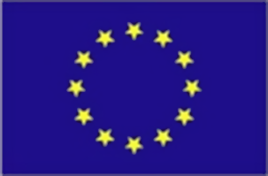 A rectangular blue flag featuring twelve yellow five-pointed stars arranged in a circle at the center.