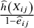 StartFraction ModifyingAbove h With caret left parenthesis upper X Subscript i j Baseline right parenthesis Over 1 minus ModifyingAbove e With caret Subscript i j Baseline EndFraction