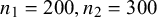 n 1 equals 200 comma n 2 equals 300