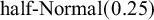 half minus Normal left parenthesis 0.25 right parenthesis