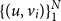 left brace left parenthesis u comma v Subscript i Baseline right parenthesis right brace Subscript 1 Superscript upper N