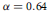alpha equals 0.64