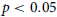 p less than 0.05