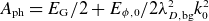 upper A Subscript normal p normal h Baseline equals upper E Subscript normal upper G Baseline divided by 2 plus upper E Subscript phi comma 0 Baseline divided by 2 lamda Subscript upper D comma normal b normal g Superscript 2 Baseline k 0 squared