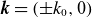 bold italic k equals left parenthesis plus or minus k 0 comma 0 right parenthesis