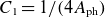 upper C 1 equals 1 divided by left parenthesis 4 upper A Subscript normal p normal h Baseline right parenthesis