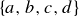 StartSet a comma b comma c comma d EndSet
