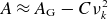 upper A almost equals upper A Subscript normal upper G Baseline minus upper C nu Subscript k Superscript 2