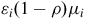 epsilon Subscript i Baseline left parenthesis 1 minus rho right parenthesis mu Subscript i