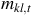m Subscript k l comma t