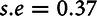 e equals 037