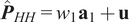 ModifyingAbove bold italic upper P With caret Subscript upper H upper H Baseline equals w 1 bold a 1 plus bold u